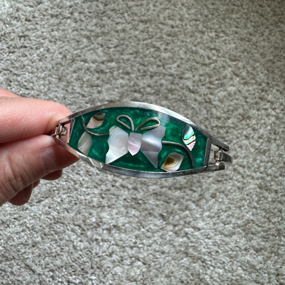 Mexico silver abalone mother of pearl bracelet